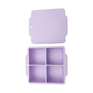 Unique Bargains 4-Cavity Square Ice Tray with Color-Matched Lid Hand Wash Only Silicone 4.72"x4.33"x2.17" 1 Pc - 1 of 3