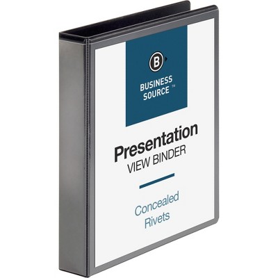 Business Source Standard View Binder 1-1/2" Capacity 11"x8-1/2" Black 09982