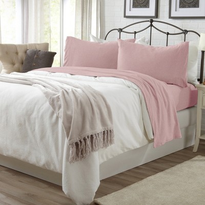 Ultra-Soft Pink Cotton Blend Twin XL Jersey Sheet Set