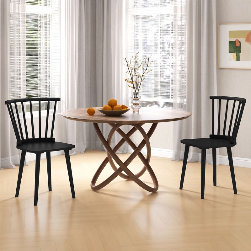 Tangkula 4 PCS Dining Chair Windsor High Spindle Back Wood Kitchen Chairs w/ Rubber Wood Frame, 3 of 11