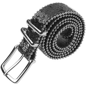 INSPIRE CHIC Women's Hollow Eyelet Sequin Decoration Versatile No-Punch Pin Buckle Belt - 1 of 4