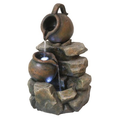 LaTaverna Cascading Urns Illuminated Garden Fountain - Acorn Hollow