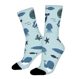 Whale Women Printed Crew Socks Funny Funky Socks Soft Polyester Novelty Gifts for Artists Men - 1 of 1