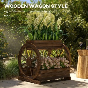 Aghana Digitals Carbonized Fir Wood 3-Tier Raised Garden Bed with Wagon Wheel Motif, Drainage - 1 of 4