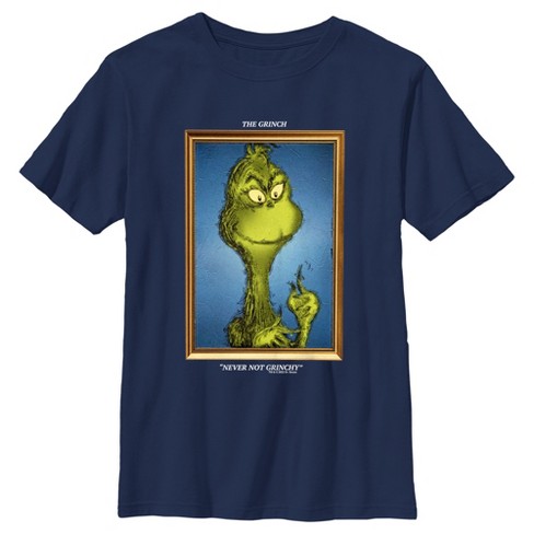 Boy's Dr. Seuss Framed Grinch Painting T-shirt - Navy Blue - Medium ...