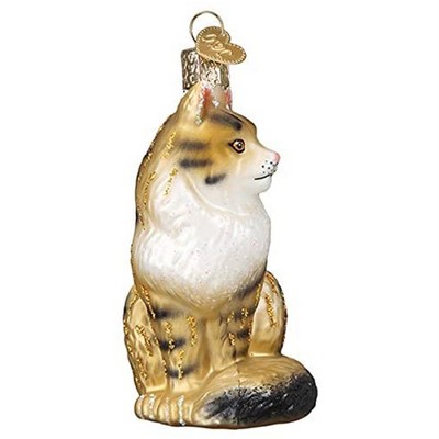 Hand-Painted Glass Maine Coon Cat Christmas Ornament