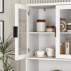 Tempered Glass Door Tall Storage Bookcase with adjustable board, 4 doors MDF painting finished cabinet, White, Living room Bedroom storage - 3 of 4