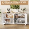 Homhougo 62 Inch Rattan Sideboard Buffet Cabinet, 4-Door Kitchen Storage Cabinet with Shelves White - 4 of 4