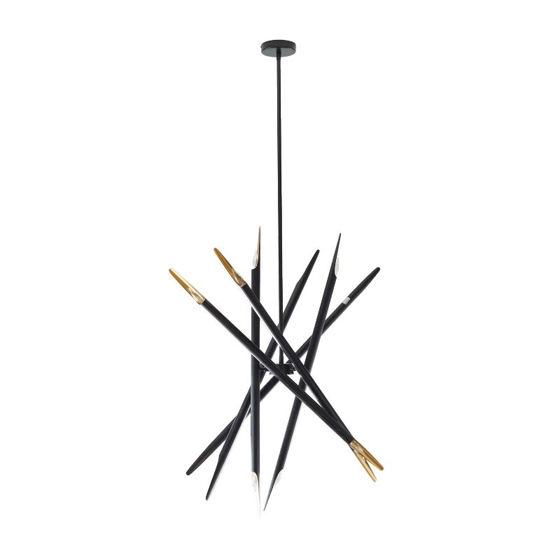 62&#34; x 8&#34; Contemporary Metal Abstract Chandelier Black - Olivia &#38; May, 2 of 8