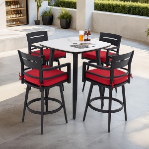Christopher Knight Home Todd Patio 5 Piece Aluminum Swivel Bar Set with Removable Sunbrella Cushion - 1 of 4