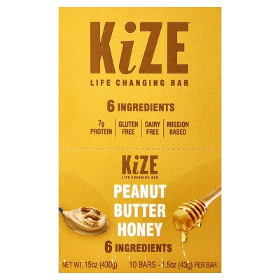 KiZE Life Changing Bar, Peanut Butter Honey, 10 Bars, 1.5 oz