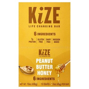 KiZE Life Changing Bar, Peanut Butter Honey, 10 Bars, 1.5 oz - 1 of 4