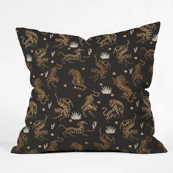 16"x16" Marta Barragan Camarasa Golden Tigers Throw Pillow Black - Deny Designs
