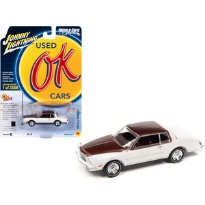 1980 Chevrolet Monte Carlo White & Dark Claret Brown Met Top & Hood Ltd Ed 3508 pcs 1/64 Diecast Model Car by Johnny Lightning - 1 of 3