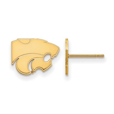 Black Bow Jewelry 14k Yellow Gold Kansas State Wildcats NCAA Post Earrings