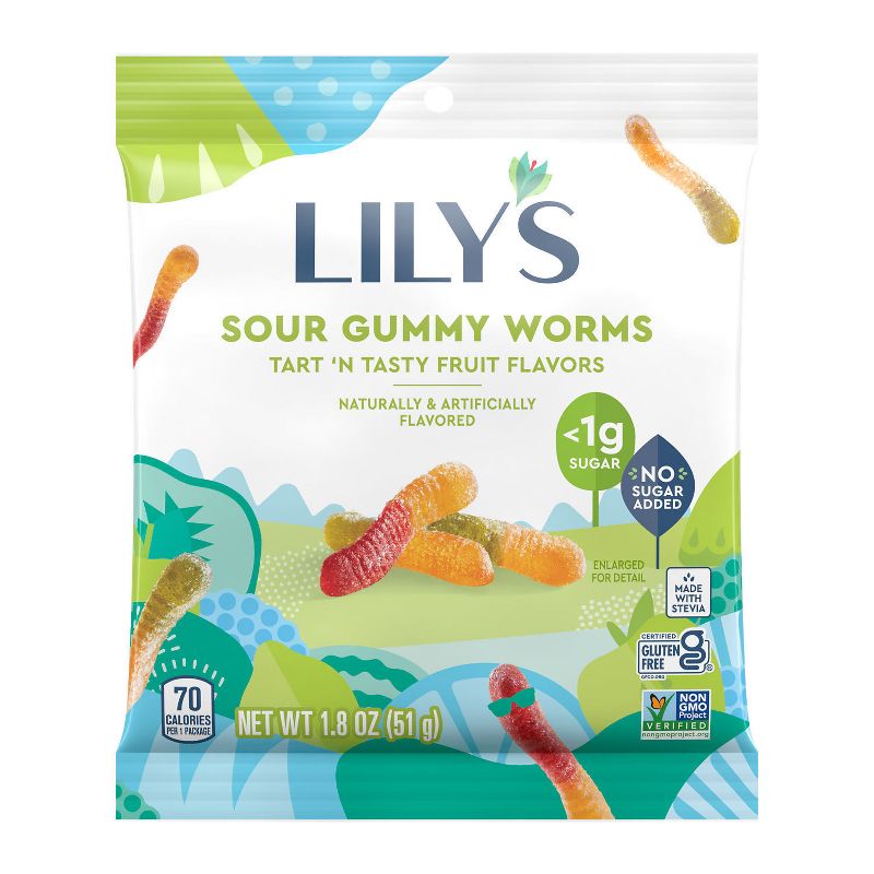 Lily&#39;s Worms Sour Fruit Flavors - 1.8oz, 1 of 9