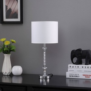 19.25" Audrey Twisted Crystal Table Lamp Silver - Ore International: Elegant Linen Shade, UL Listed, Modern Decor - 1 of 4