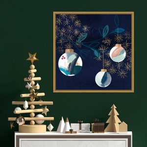 Amanti Art 22"x22" Crafty Blue Christmas II by Jennifer Paxton Parker Framed Canvas Wall Art Print - 1 of 4