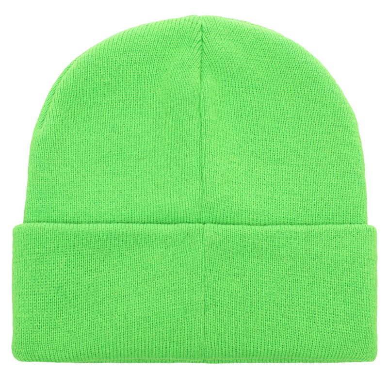 Beetlejuice Plain Neon Green Embroidered Logo Cuff Knit Beanie, 2 of 3