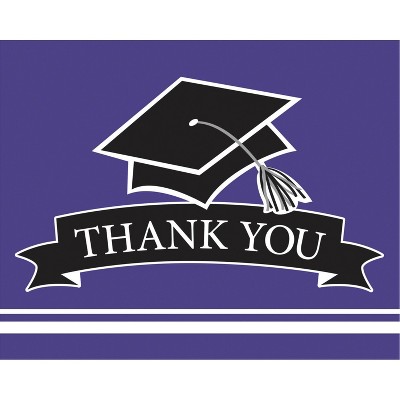 50ct Graduation School Spirit Purple Thank You Notes