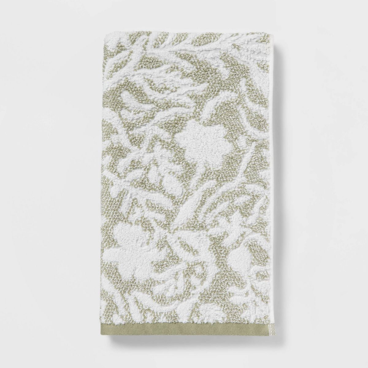 Performance Plus Hand Towel Light Green Floral - Threshold™: Cotton Jacquard, Fade-Resistant, OEKO-TEX Certified