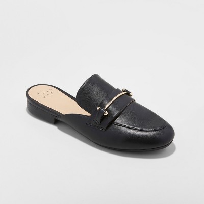 black slip on loafers womens