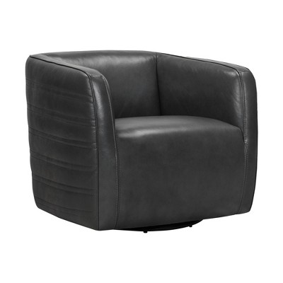 Melanie Genuine Leather Swivel Barrel Chair - Armen Living