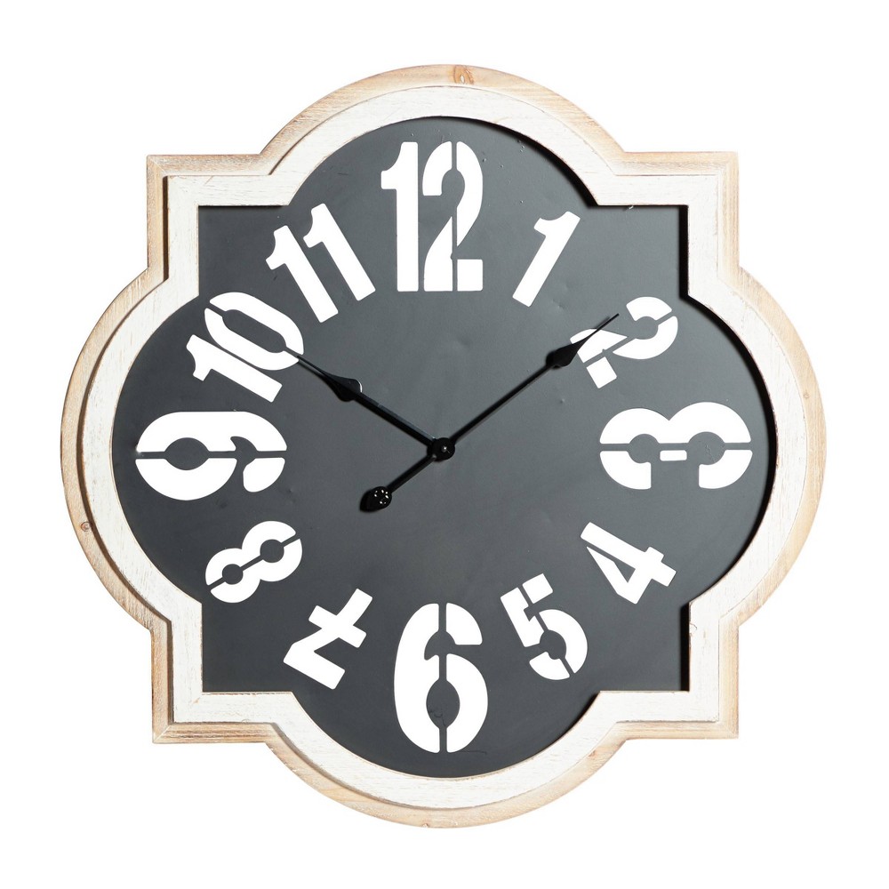 Photos - Wall Clock 32"x32" Metal Quatrefoil  Black - Olivia & May