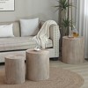 Set of 3, Rounded Wood Coffee Tables, End Tables, Plant Stands,Decorative Accent Pieces - Rustic Wood Finish - 3 of 4