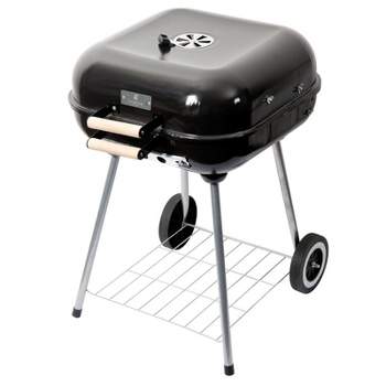 Catari 18 Inch Carbon Steel BBQ Grill in Black with Wood Handle