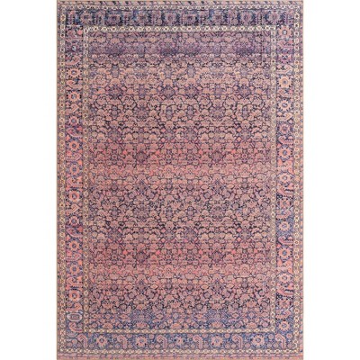 Navy Blue and Red Chenille Flat Woven 8x12 Indoor Area Rug
