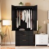 Large Wardrobe Closet w/ Drawers, 69.5" Wooden Wardrobe Cabinet w/ Hanging Rod, 2 Doors Clothing Storage Cabinet for Bedroom Anti-Tipping - 3 of 4