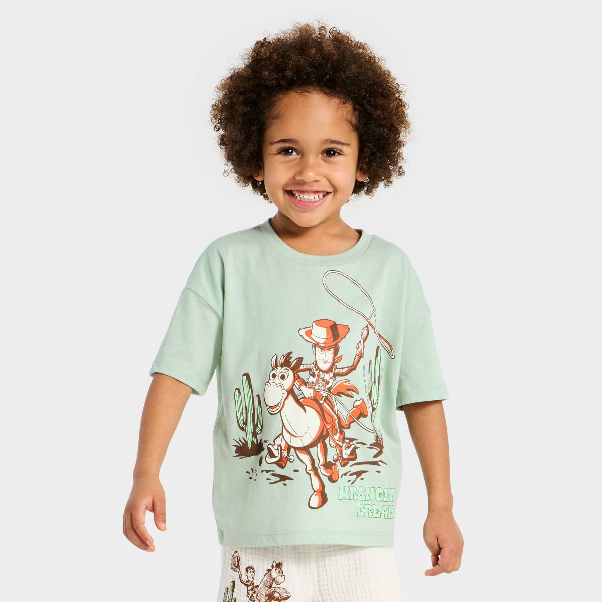 Toddler Boys' 2pc Disney Toy Story Woody Western T-Shirt & Shorts Set - Green - thumbnail 3