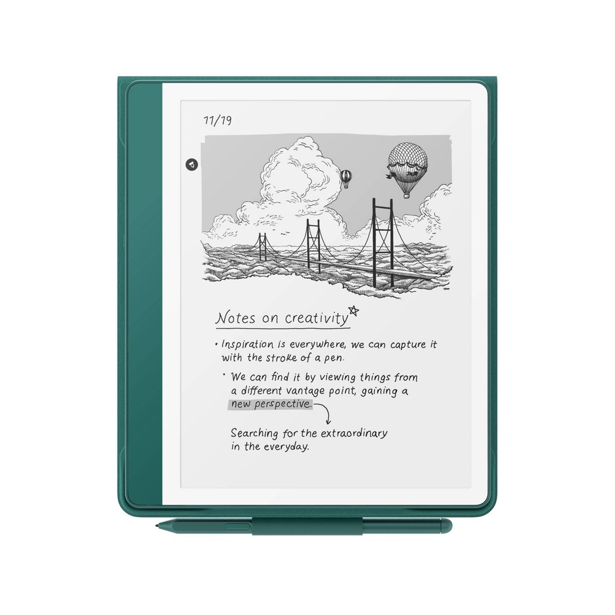Amazon Kindle Scribe Plant-Based Leather Folio Cover with Magnetic Attach - Jade