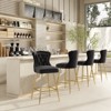 Okak Set of 2 Faux Leather Counter Height Bar Stools for Dining Rooms,Kitchen Island,Button Tufted Wing-Back Chairs with Golden Legs - 2 of 4
