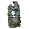 Alpine Corporation 39" Stacked Stone Rainforest Fountain: Polyresin, LED-Lit, Outdoor Decor - 3 of 4