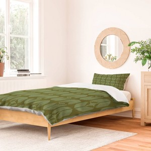 Deny Designs Twin/ Twin Extra Long Schatzi Brown Danni Boho Olive Duvet Cover and Pillow Sham Green - 1 of 4