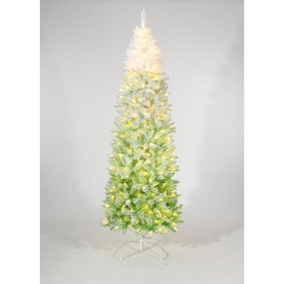 Prelit Ombre Christmas Tree with 230 LED Lights, Flocked Branches, Easy Setup - for Home, Office, Party Decor
