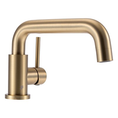 Satin Brass Single Handle Bathroom Faucet with Modern Design