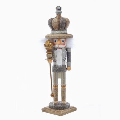 Kurt Adler 18-Inch Hollywood™ Platinum and Gold Nutcracker with Swarovski Stones