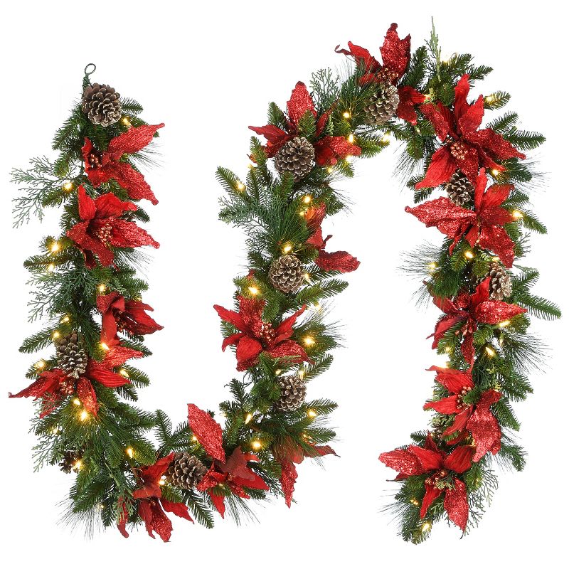 National Tree Company Pre-Lit Artificial Christmas Garland, Green, Evergreen, Multicolor Lights, Plug In, Christmas Collection, 9 Feet, 1 of 8