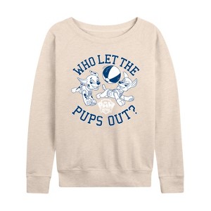 Women's - Paw Patrol - Who Let The Pups Out Lightweight French Terry Wide Neck Long Sleeve Shirt - 1 of 4