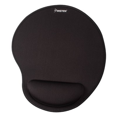 Insten Mouse Pad with Wrist Support Rest, Stitched Edge Mat, Ergonomic Support, Pain Relief Memory Foam, Arc, Black, 10.5 x 9 inches