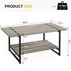 2-Tier Farmhouse 41'' Large Coffee Table with Storage Shelf -Modern Rustic Metal Rectangle Center Living Room Coffee Table Accent Furniture - 2 of 4