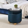 Sapphtopaz Round Storage Ottoman Upholstered Footstool with Wood Legs and Flip-Top Lid for Living Room, Bedroom, Entryway - 3 of 4