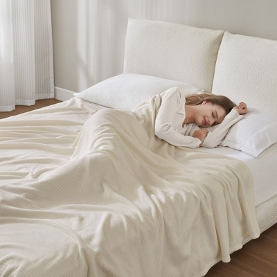 Microfleece Grid Pattern for All Seasons, Soft Brushed 100% Polyester with Anti-Pilling Face