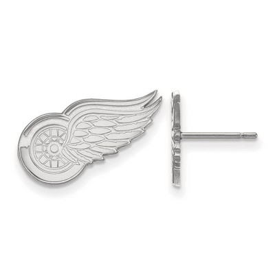 Black Bow Jewelry 14k White Gold Detroit Red Wings NHL Stud Earrings