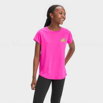 Girls' Short Sleeve 'Mountain' Graphic T-Shirt - All in Motion™ Pink
