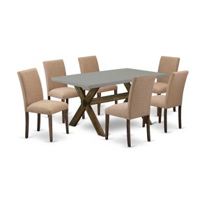 HomeStock 7-Pc Multi-Color Solid Wood Top-Rectangular Upholstered Dining Room Set with High Back-Seats 4 - 1 of 4