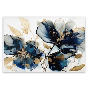 Stupell Industries Blue Swirling Modern Flowers Wall Plaque Art - 1 of 4